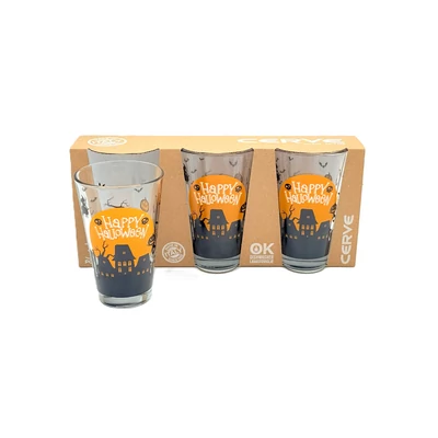 ÜVEGPOHÁR SZETT HALLOWEEN DEKOR 3X310ML M98020